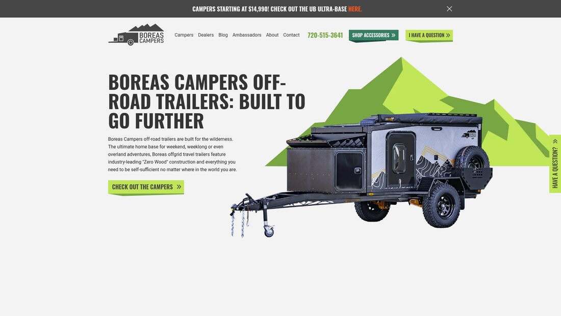 Boreas Campers landing page