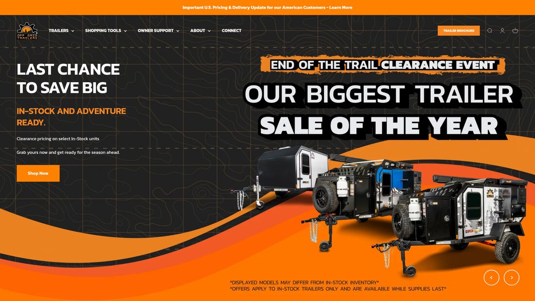 Off Grid Trailers landing page