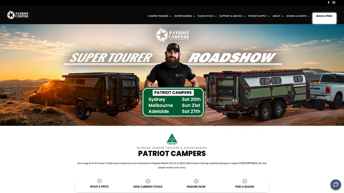 Patriot Campers landing page